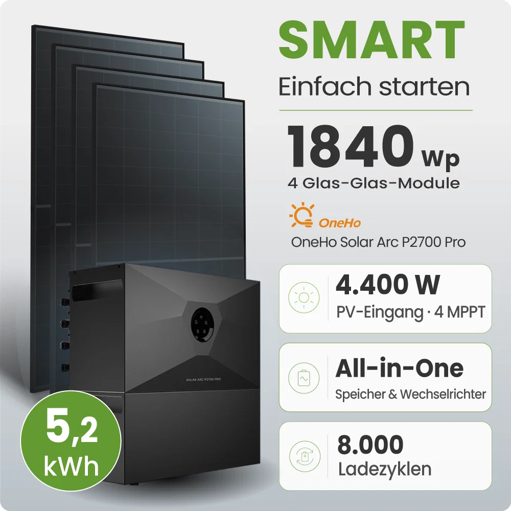 Tepto 1840W Balkonkraftwerk Smart mit OneHo 5,2kWh Speicher