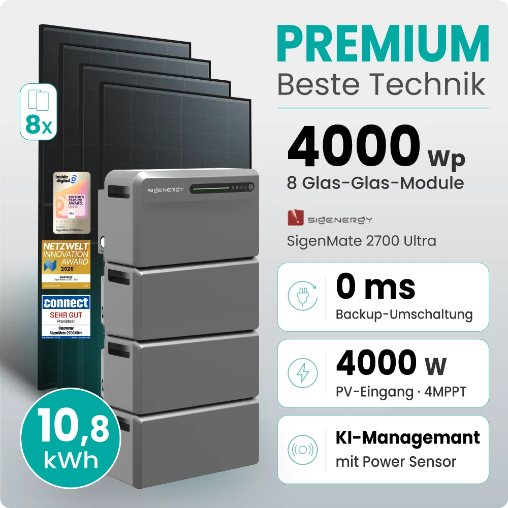 Tepto 4000W Balkonkraftwerk Premium mit Sigenergy SigenMate mit 10,8kWh Speicher