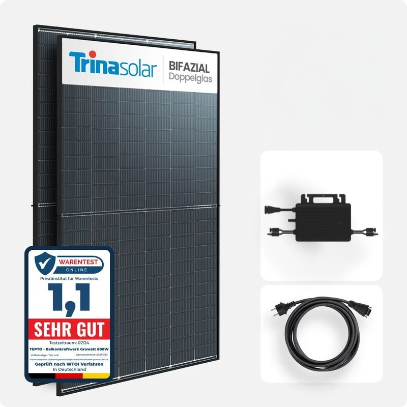 Solarmodul, Bifazial, Solarpanel, Monokristallin, Anschlusskabel