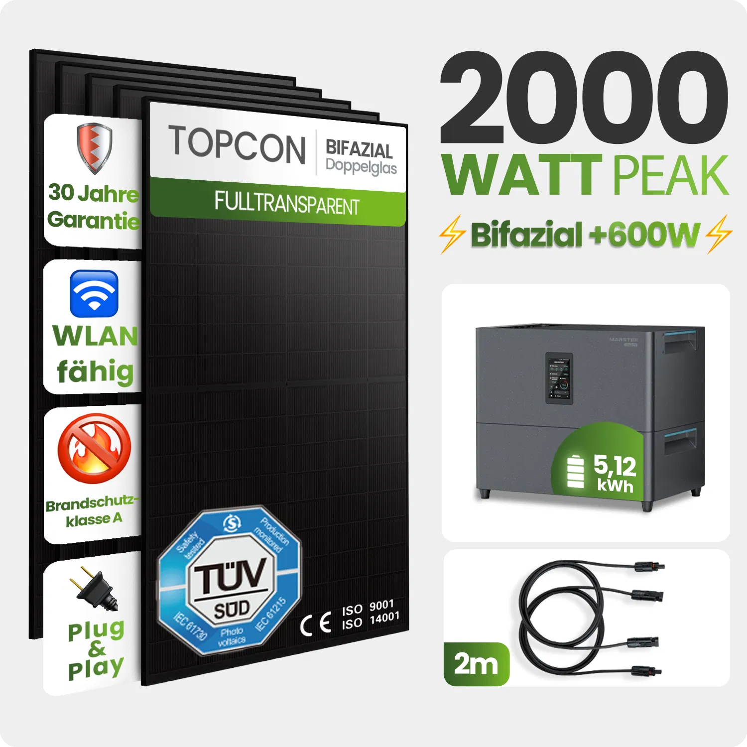 Tepto 2000W Balkonkraftwerk MaxPower mit 5 kWh Speicher Marstek Jupiter C Plus