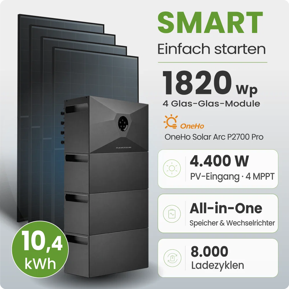 Tepto 1840W Balkonkraftwerk Smart mit OneHo 10,4kWh Speicher