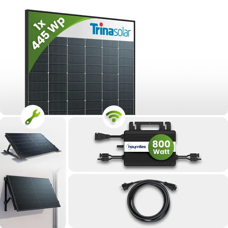 Tepto 465Wp Balkonkraftwerk Smart mit Hoymiles Mikrowechselrichter - Flachdach/Wandmontage