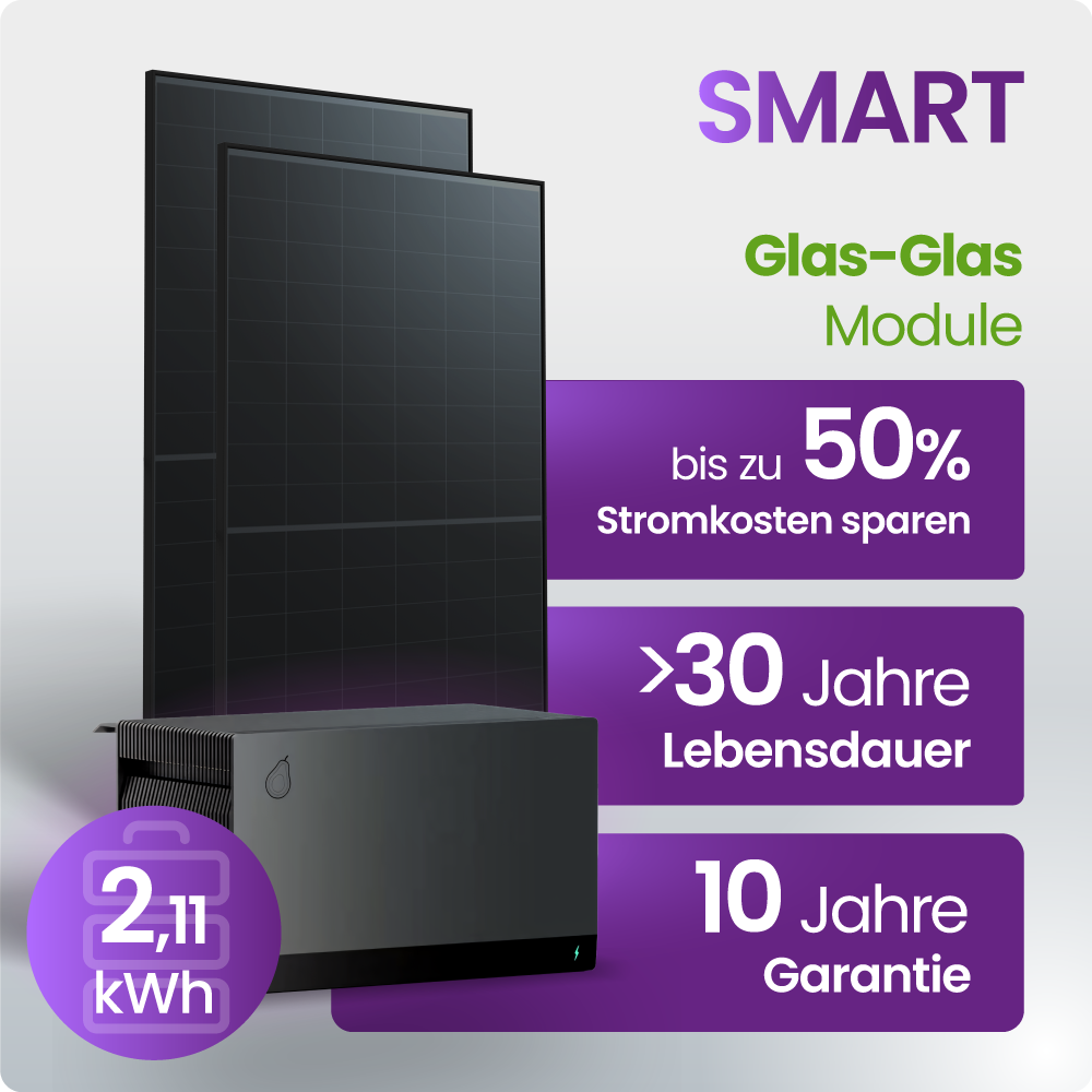 Solarmodul, Glas-Glas Modul, PV-Modul, 2,1 kWh, Energiespeicher