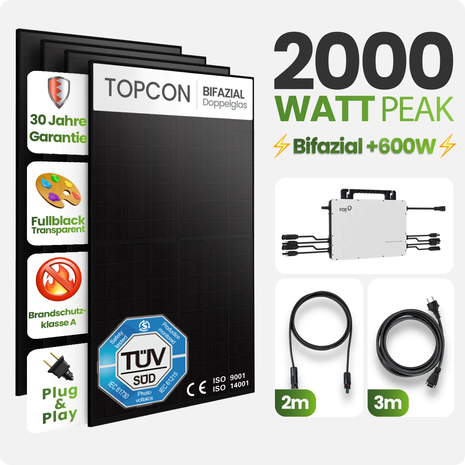 Tepto 2000W Balkonkraftwerk MaxPower mit FoxEss Q1-2000-E Mikrowechselrichter
