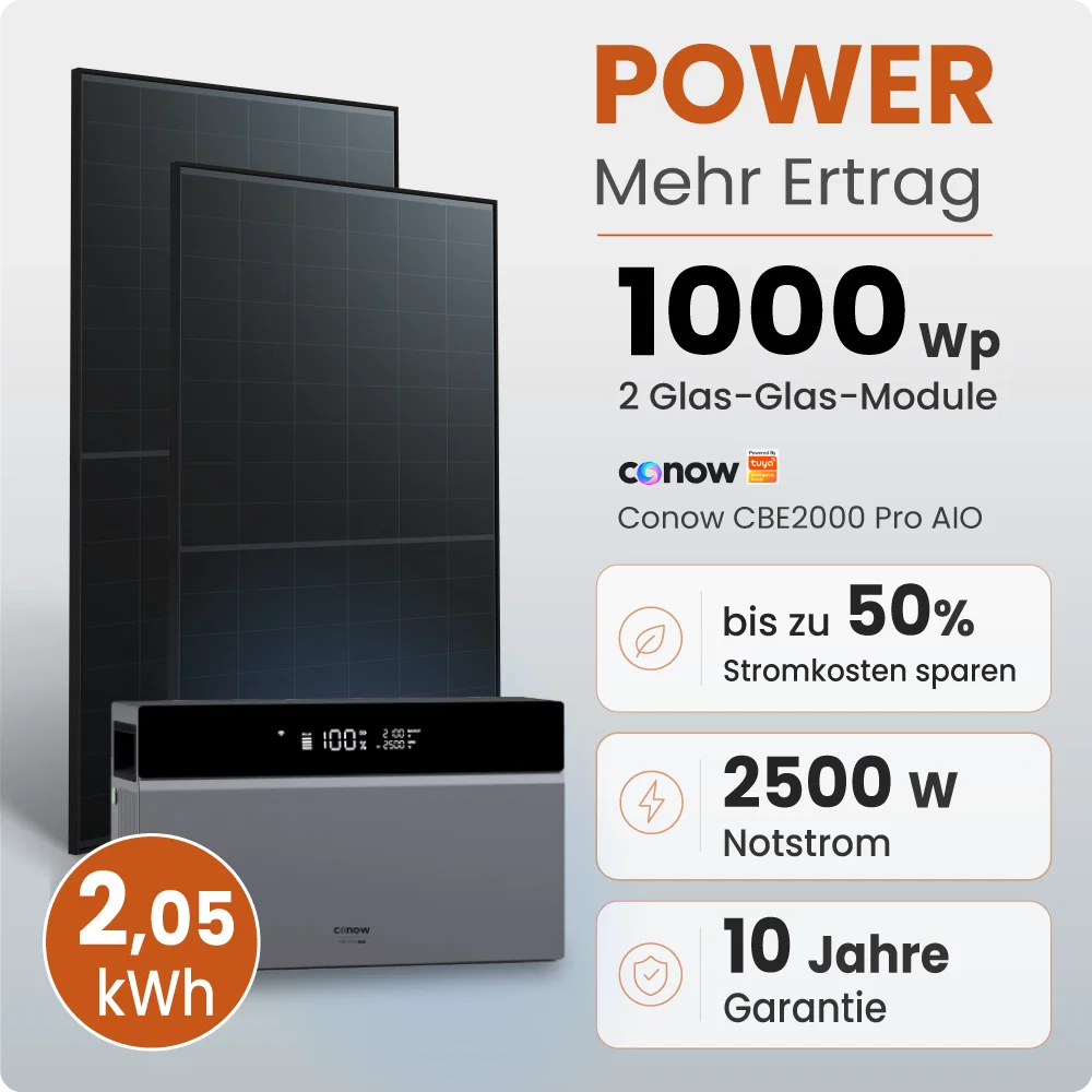 Tepto 1000W Balkonkraftwerk Power mit 2 kWh Speicher Conow by Tuya Smart