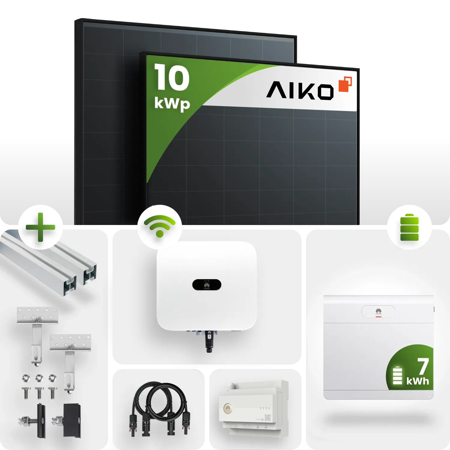 10 kWp PV-Anlage 24x Aiko 440Wp Monofazial N-Type Fullblack mit 7kW Speicher inkl. EMMA 10 kWp PV-Anlage 24x Aiko 440Wp Monofazial N-Type Fullblack mit 7kW Speicher inkl. EMMA