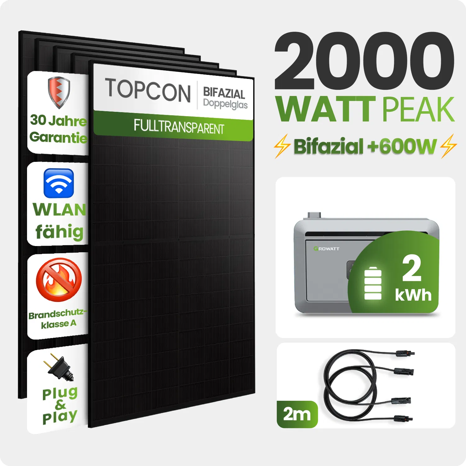 Tepto 2000W Balkonkraftwerk MaxPower mit 2 kWh Speicher
