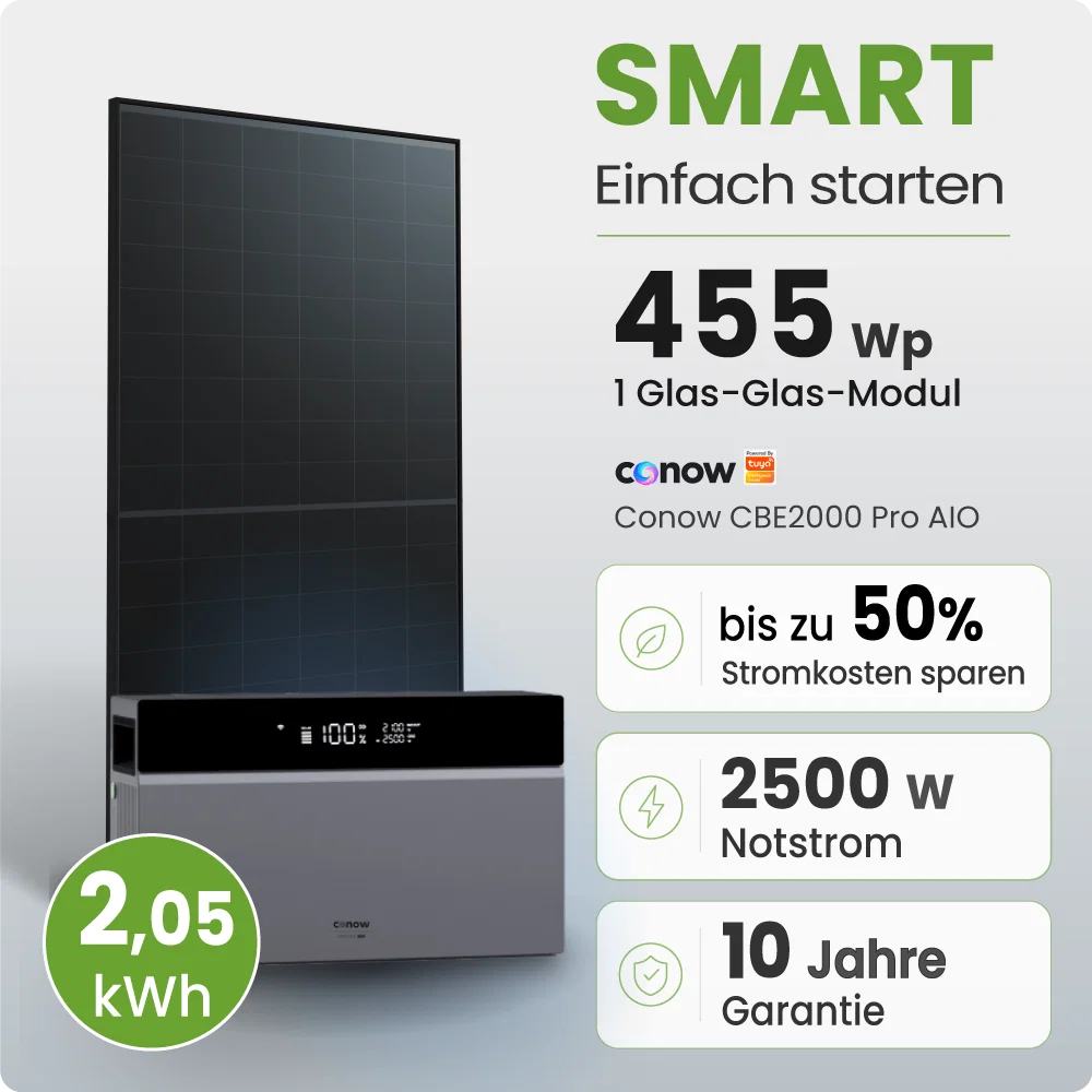 Tepto 455W Balkonkraftwerk Smart mit Conow 2kWh Speicher
