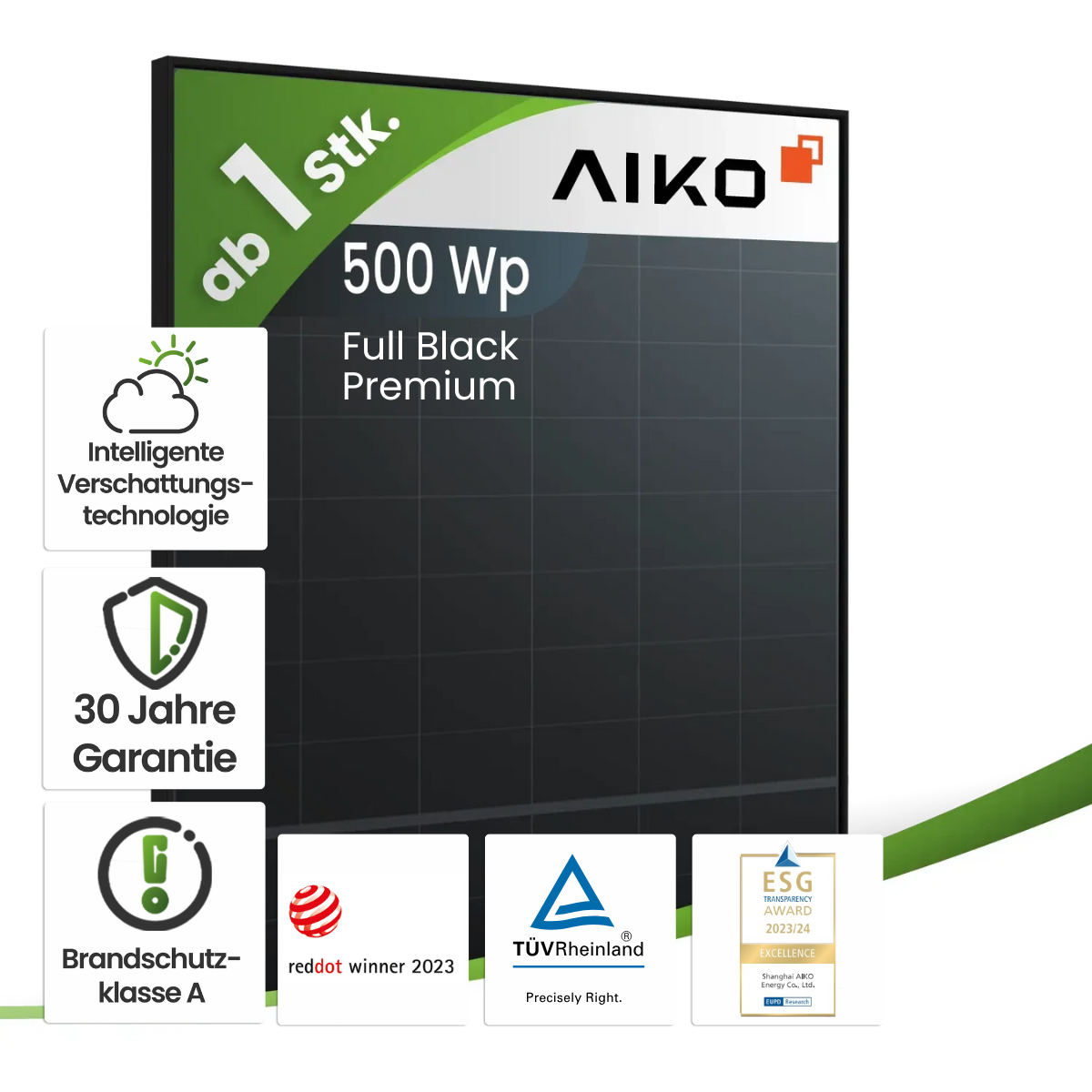 Aiko 500Wp A-MAH60Db Neostar 2S+ Glas-Glas Fullblack Gen.2 Computerausrüstung, Überwachen, Bildschirm, Werbung