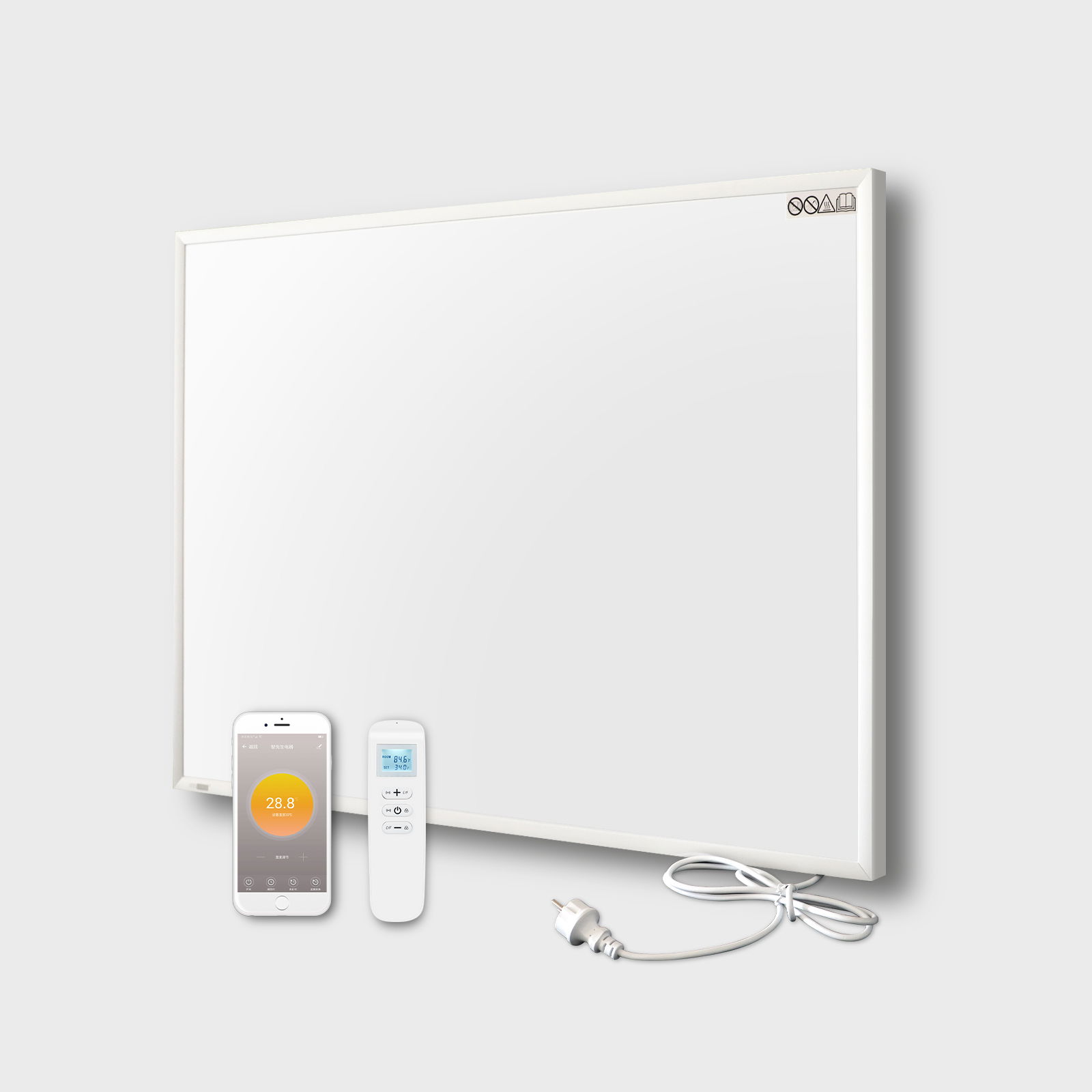 Infrarot-Wandheizung mit Thermostat & WIFI 580W Weißes Brett, Elektronik, Handy, Telefon