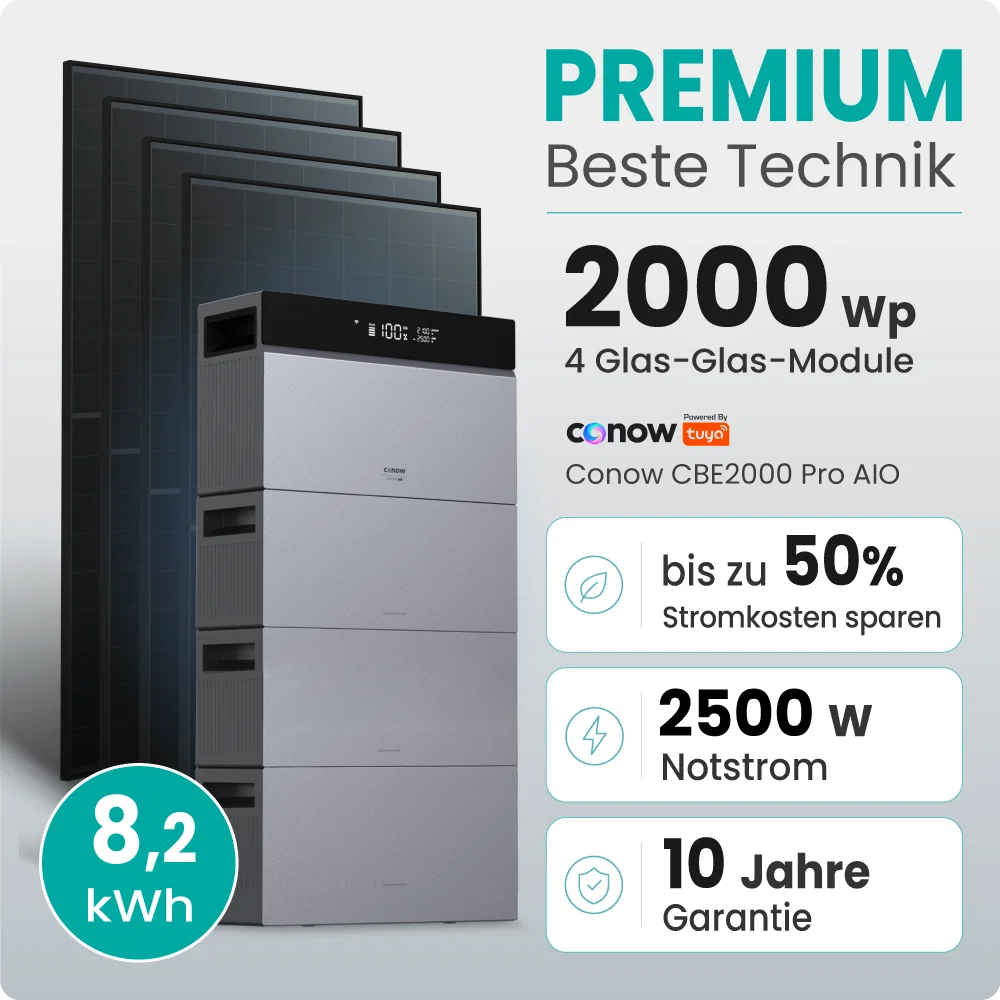 Tepto 2000W Balkonkraftwerk Premium mit Conow Pro 8,2kWh Speicher