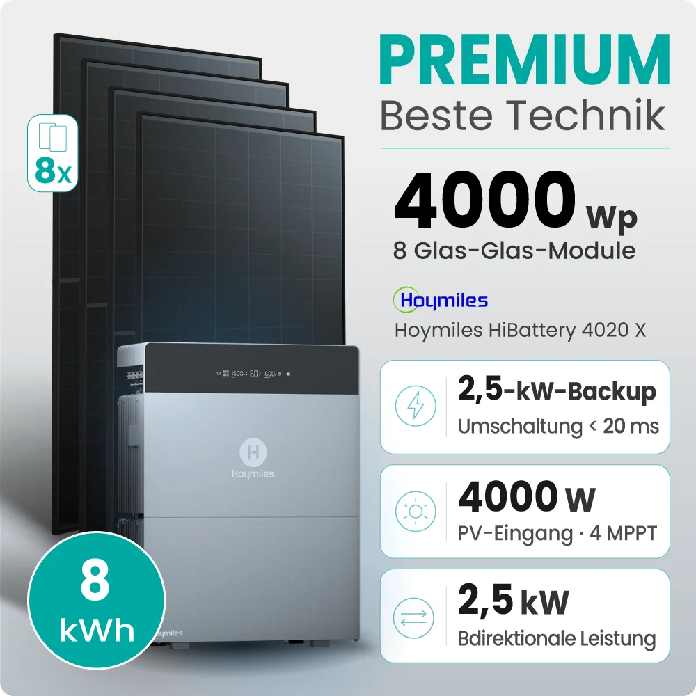 Tepto 4000W Balkonkraftwerk Premium mit Hoymiles HiBattery 8kWh Speicher