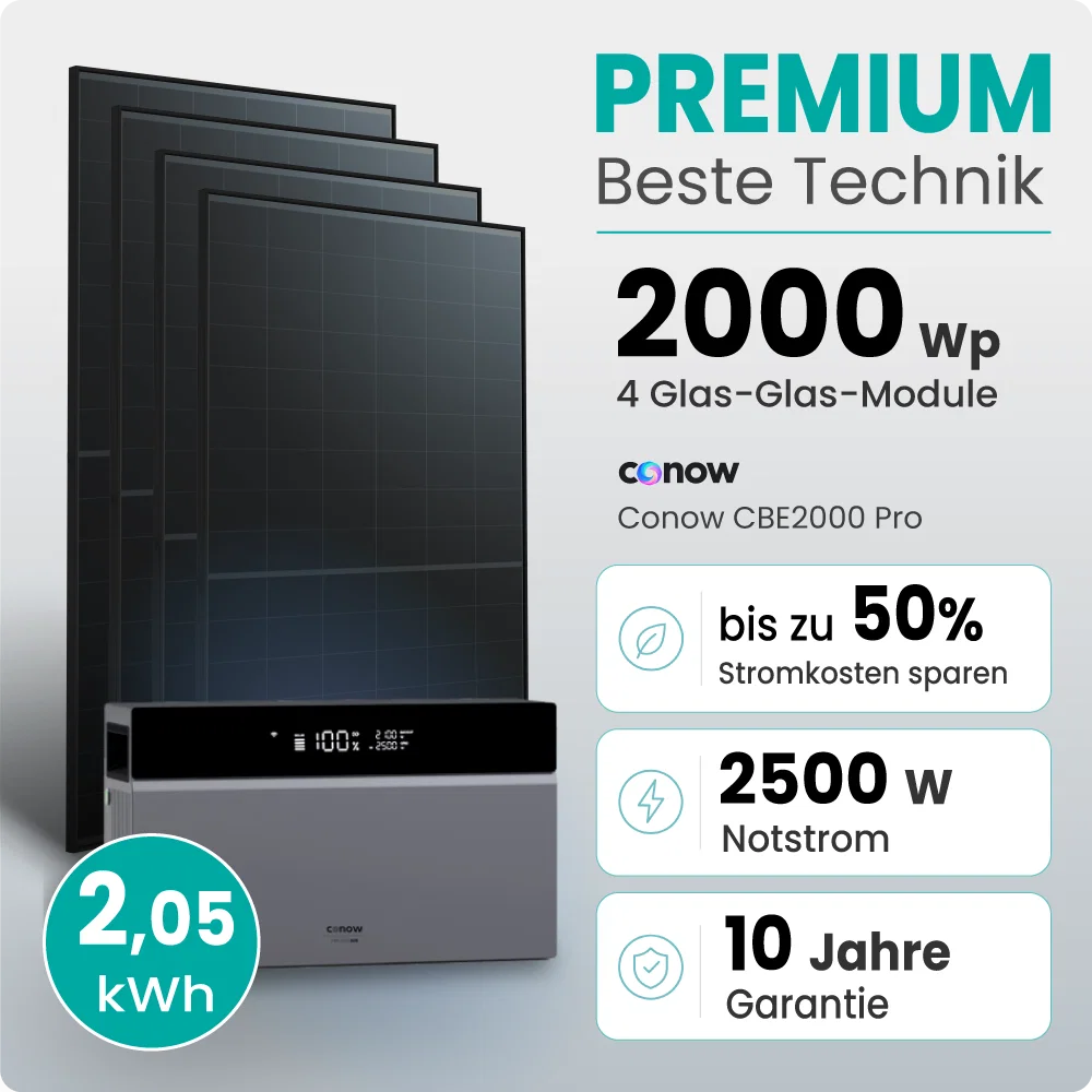 Tepto 2000W Balkonkraftwerk Premium mit Conow 2kWh Speicher