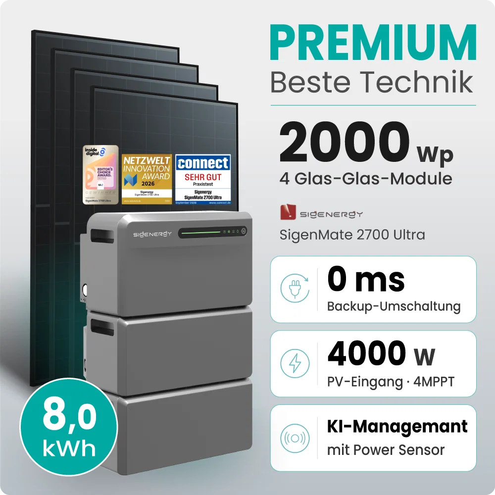 Tepto 2000W Balkonkraftwerk Premium mit Sigenergy SigenMate mit 8,06kWh Speicher