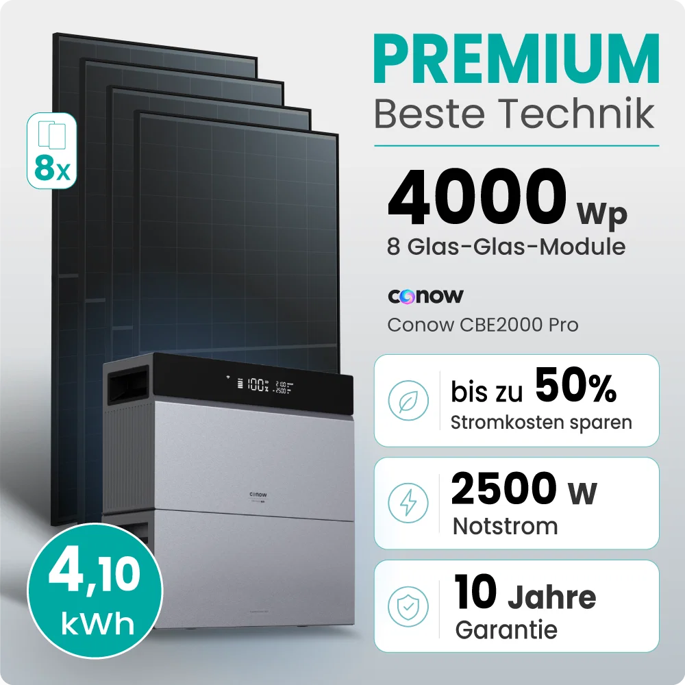 Tepto 4000W Balkonkraftwerk Premium mit Conow Pro 4,1kWh Speicher