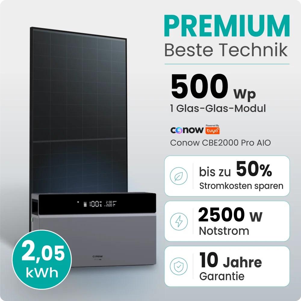 Tepto 500W Balkonkraftwerk Premium mit Conow Pro 2kWh Speicher