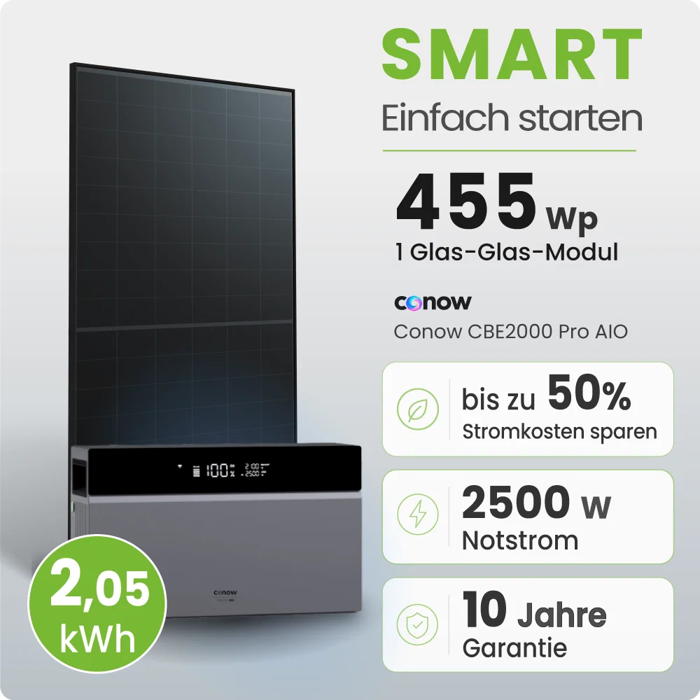 Tepto 455W Balkonkraftwerk Smart mit Conow 2kWh Speicher