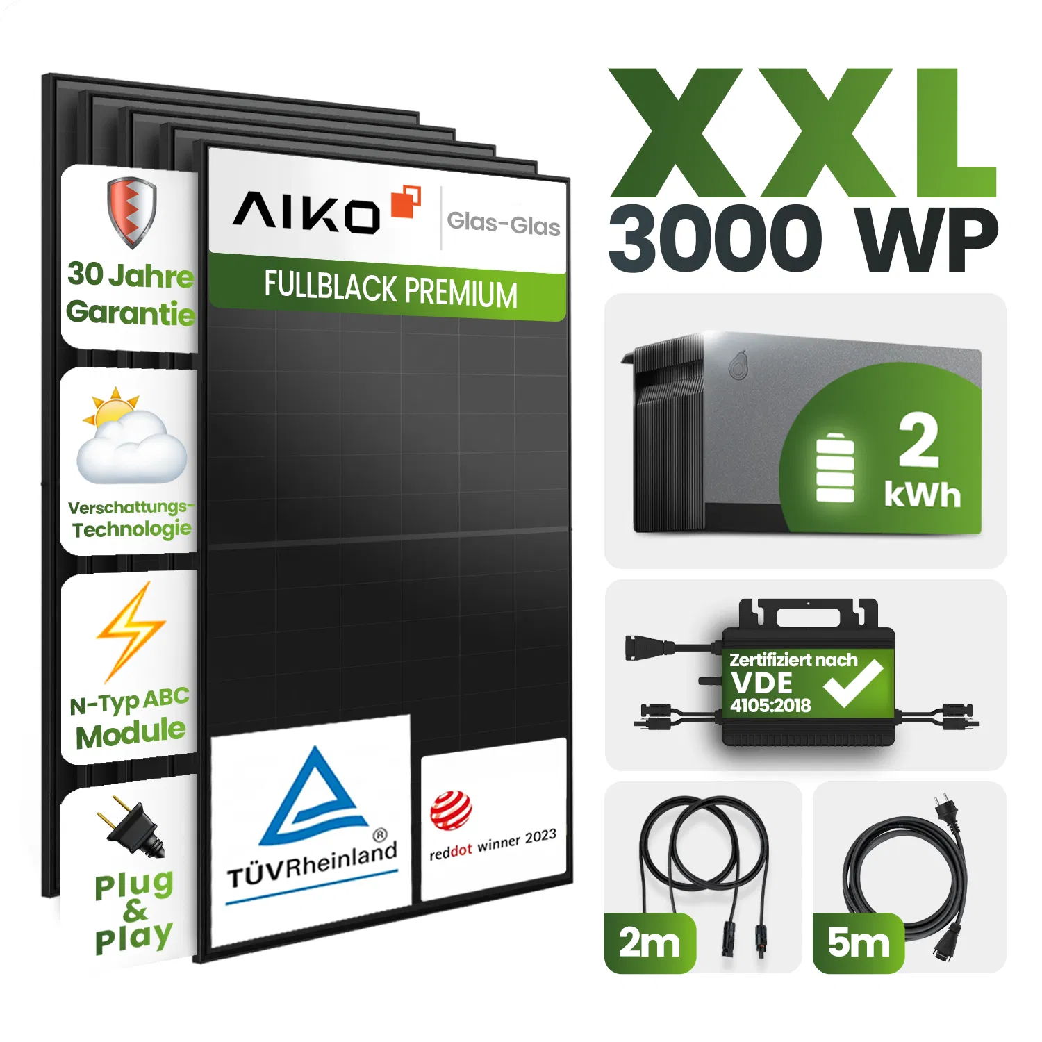 Balkonkraftwerk 3000W mit Avocado und HMS-800W-2T
