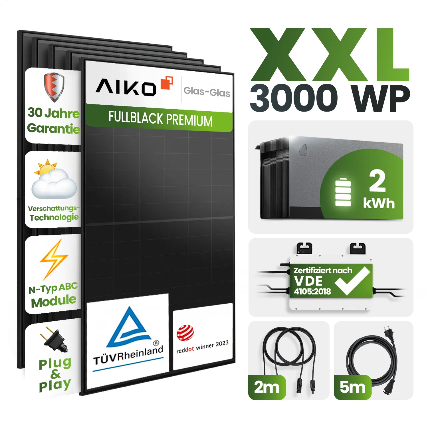 Balkonkraftwerk 3000W mit Avocado und FoxEss M1 800W