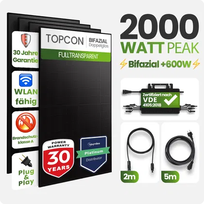 Tepto 2000W MaxPower Balkonkraftwerk Komplettset