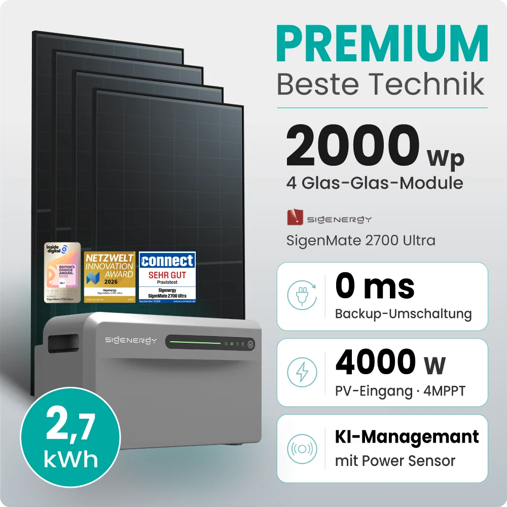 Tepto 2000W Balkonkraftwerk Premium mit Sigenergy SigenMate mit 2,7kWh Speicher