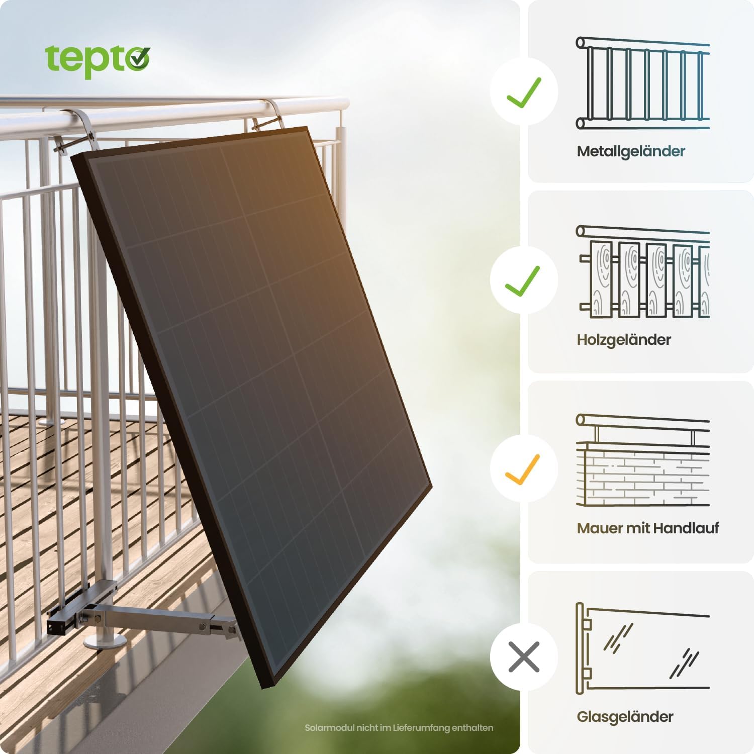 Solarmodul, Solarpanel, Balkonmontage, Glaspanel, Solarmodul anwandbar