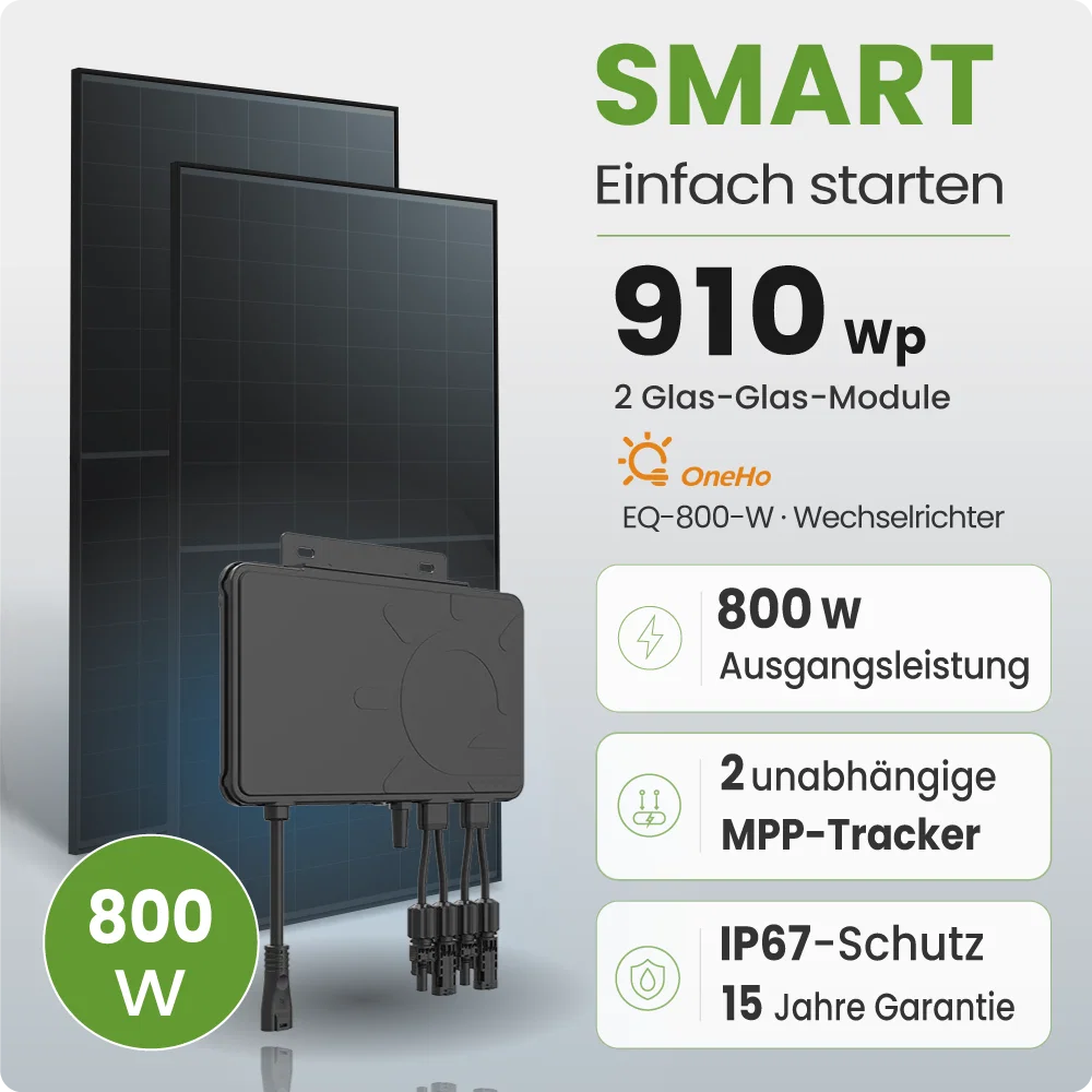 Tepto 910Wp Balkonkraftwerk Smart mit Oneho Mikrowechselrichter