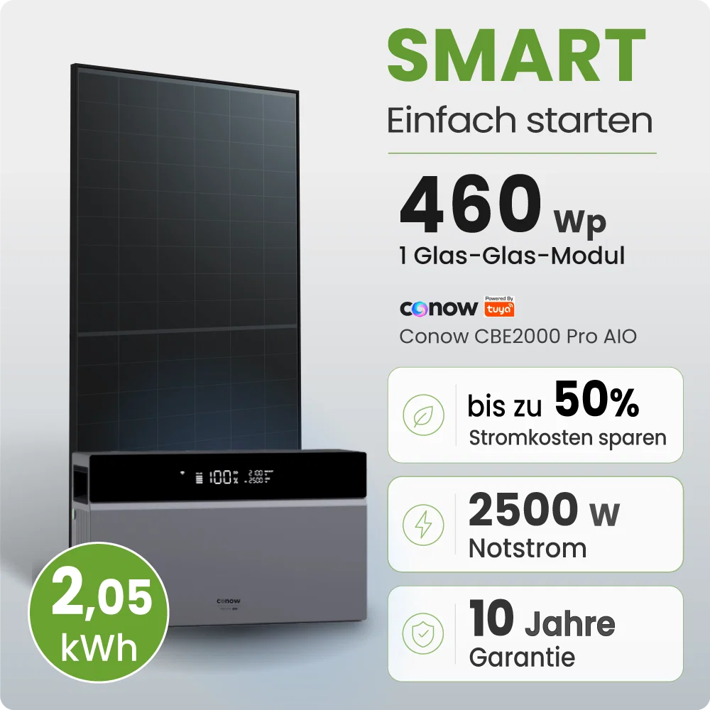 Tepto 460W Balkonkraftwerk Smart mit Conow 2kWh Speicher