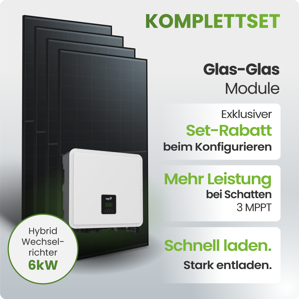 Solarmodul, Glas-Glas, PV-Modul, Hybrid-Wechselrichter, 6kW