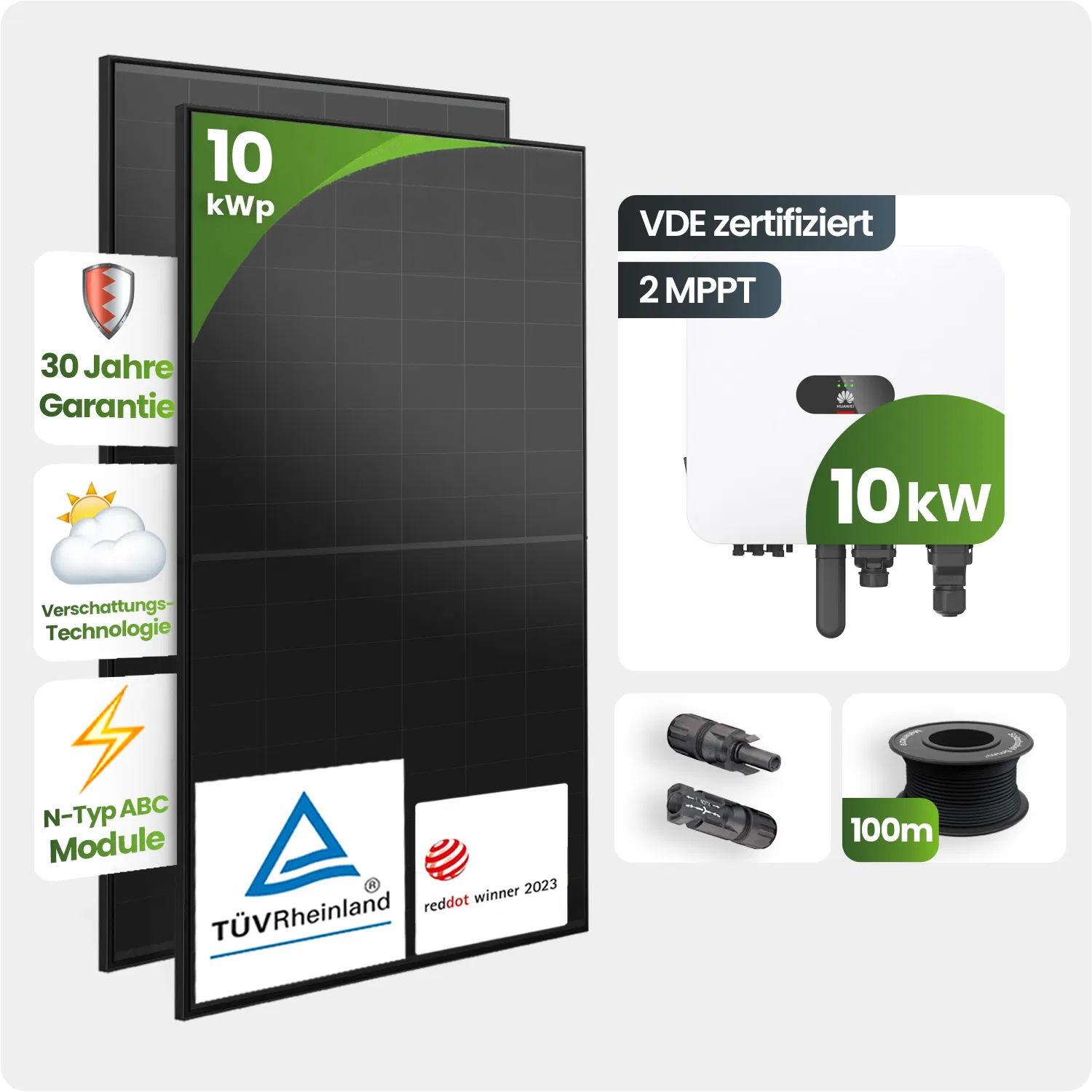 Solarmodul, PV-Anlage, 10 kW, Montagekit, Zubehör