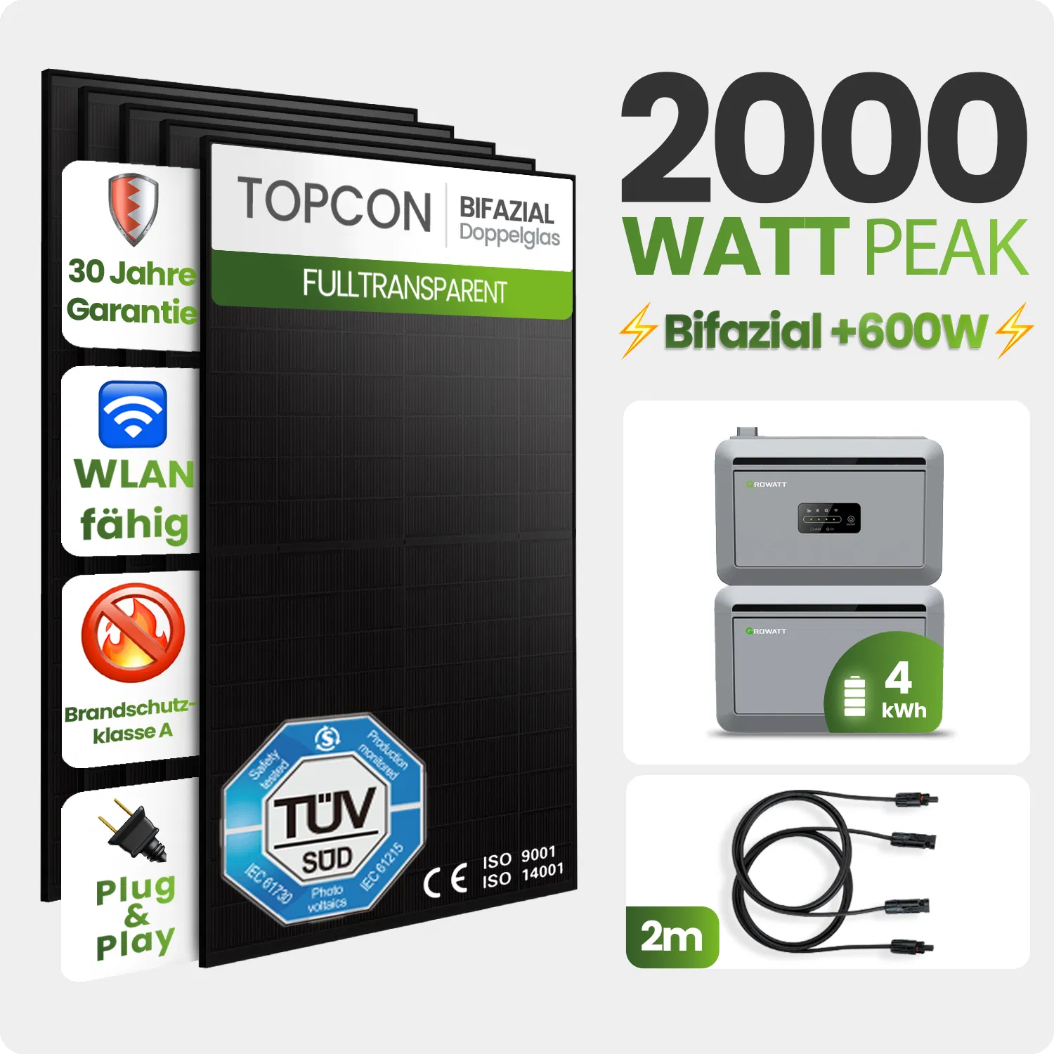 Tepto 2000W Balkonkraftwerk MaxPower mit 4 kWh Speicher