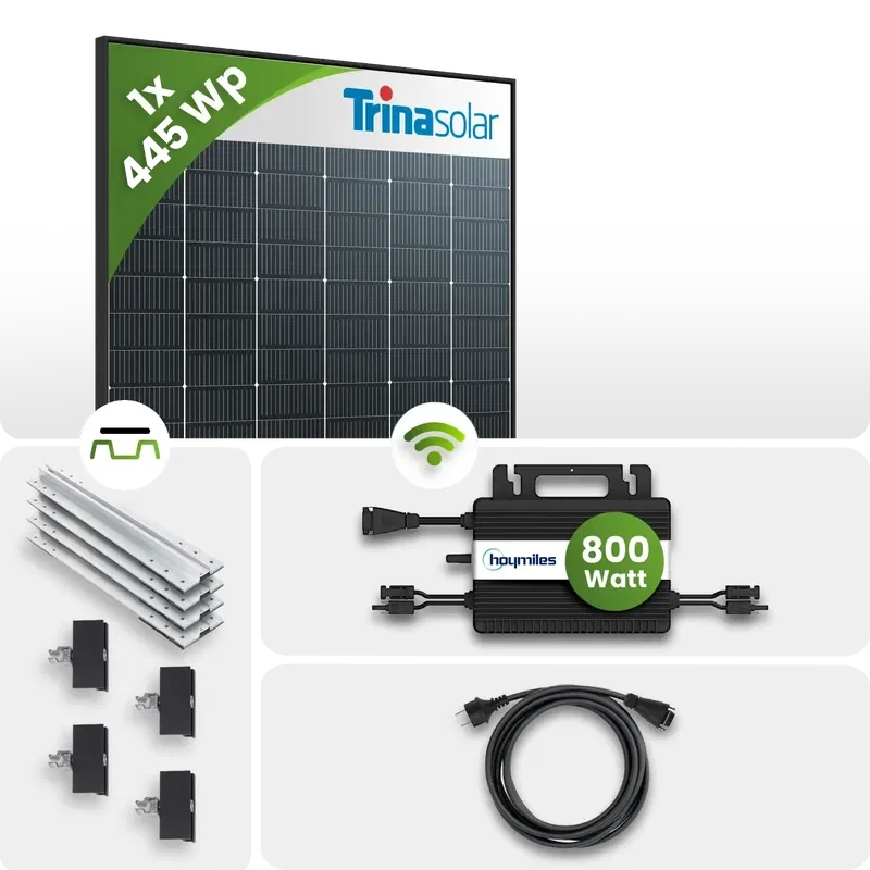 Tepto 465Wp Balkonkraftwerk Smart mit Hoymiles Mikrowechselrichter - Trapezdachmontage