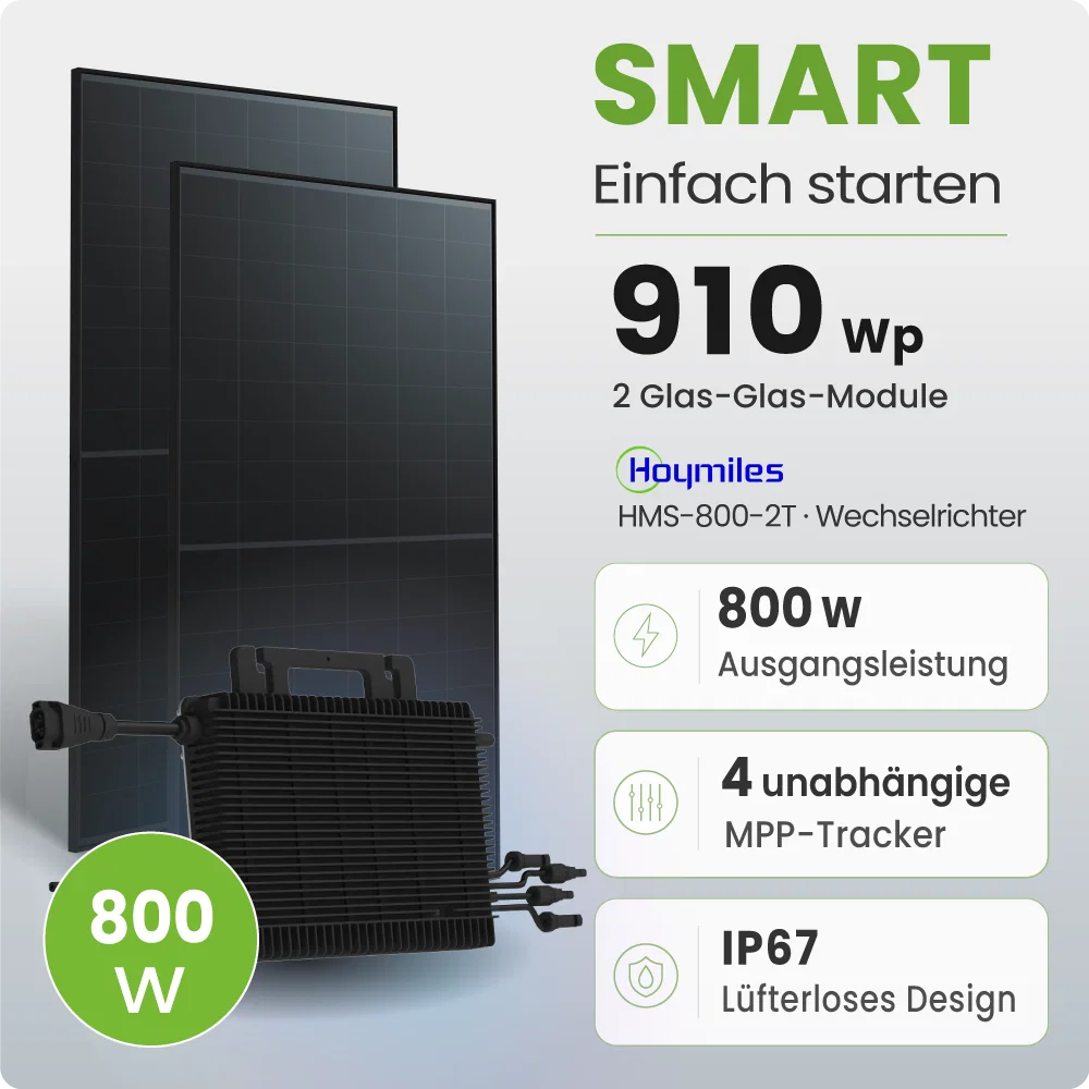 Tepto 910Wp Balkonkraftwerk Smart mit Hoymiles Mikrowechselrichter