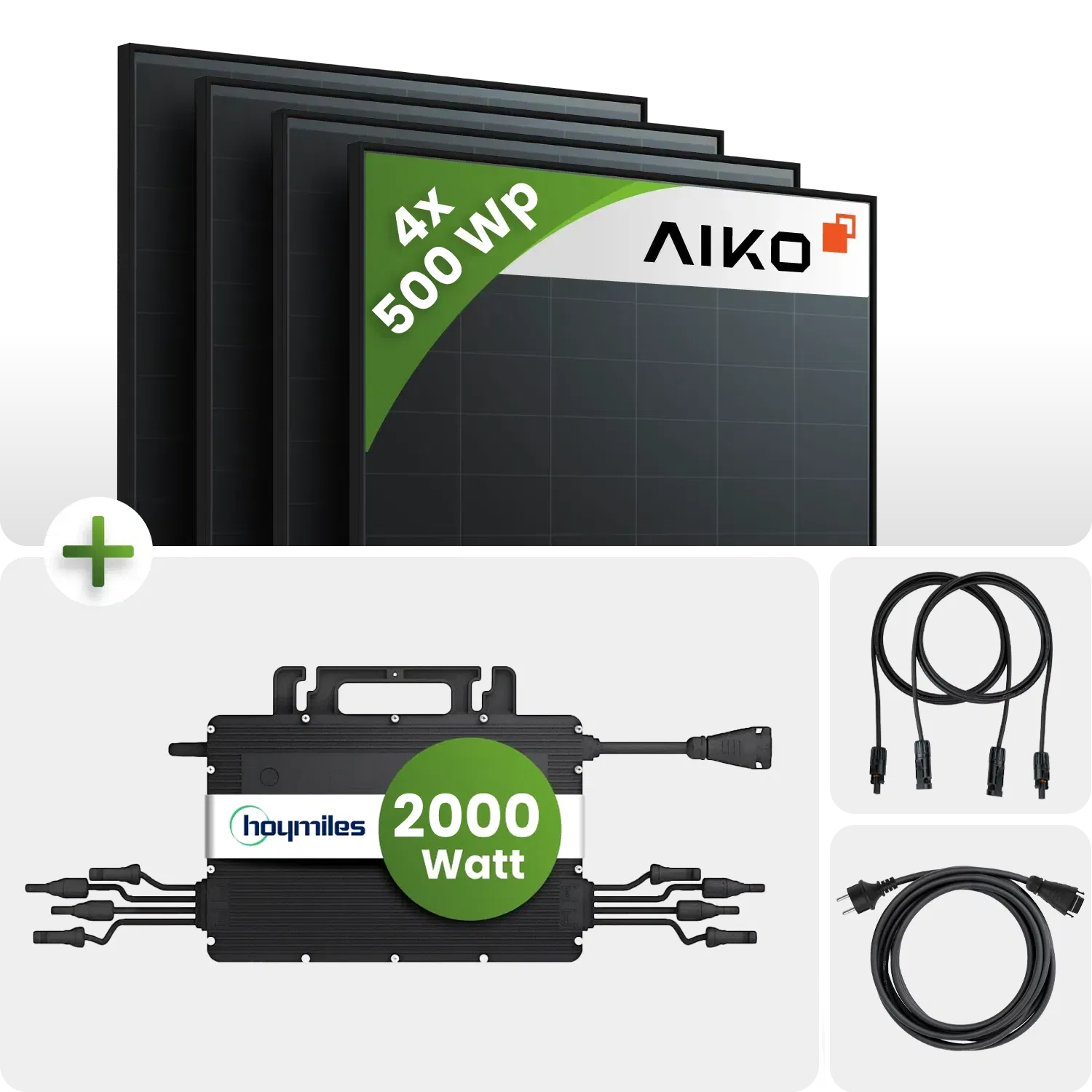 2000Wp Balkonkraftwerk 4x500Wp Aiko Glas-Glas Fullblack Gen.2 Hoymiles HMS-2000W 2000Wp Balkonkraftwerk 4x500Wp Aiko Glas-Glas Fullblack Gen.2 Hoymiles HMS-2000W