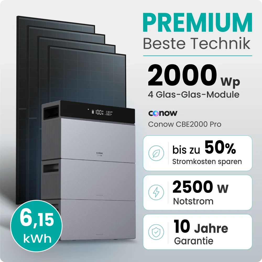 Tepto 2000W Balkonkraftwerk Premium mit Conow Pro 6,15kWh Speicher