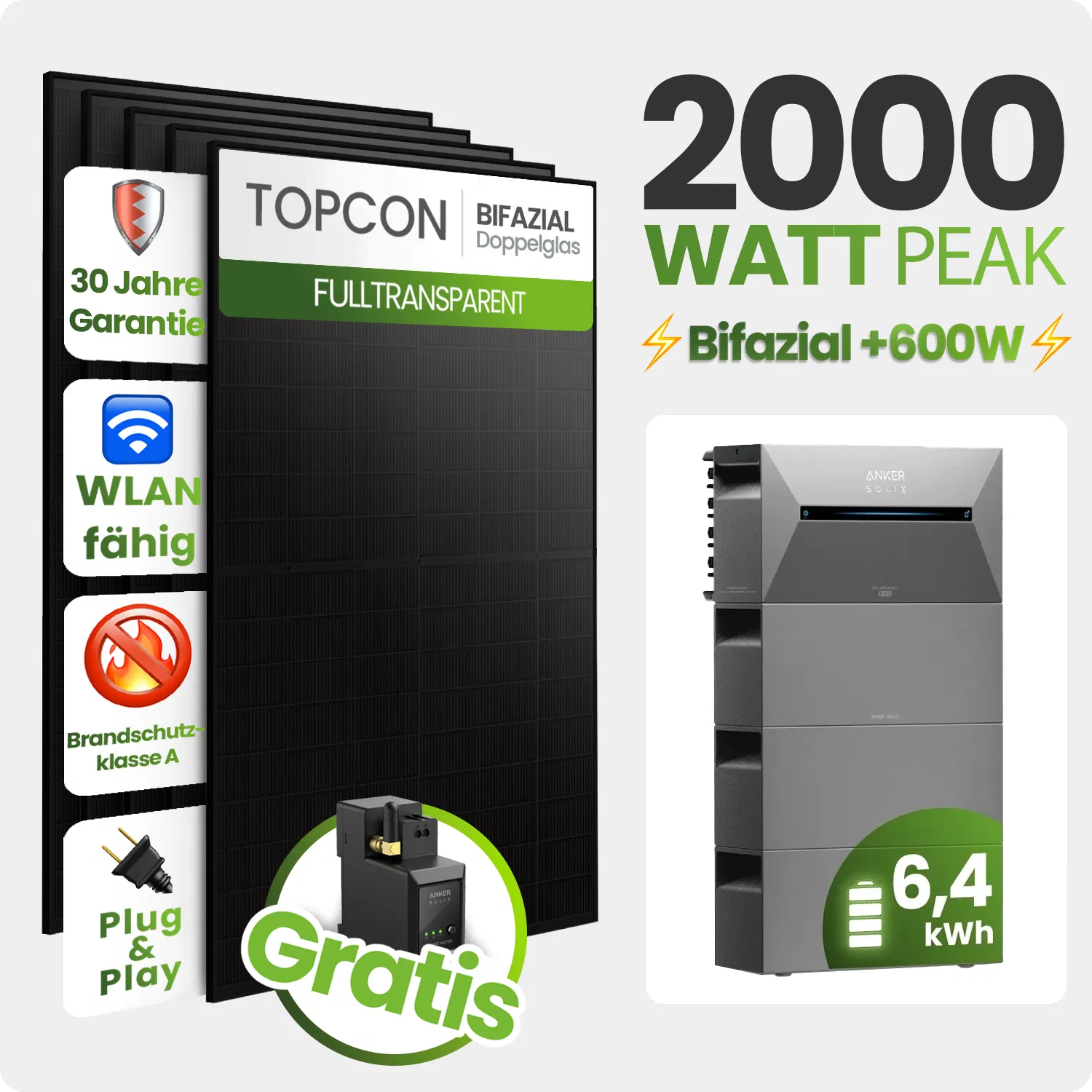 Tepto 2000W Balkonkraftwerk MaxPower mit 6,4 kWh Speicher