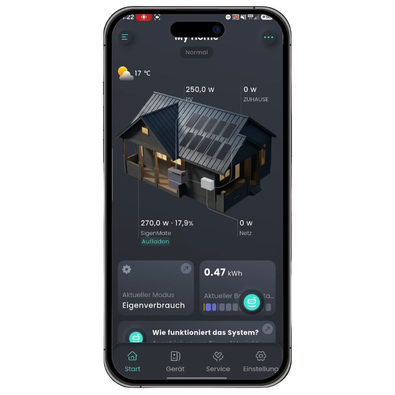 Screenshot der mySigen App mit Sigen AI-Mode