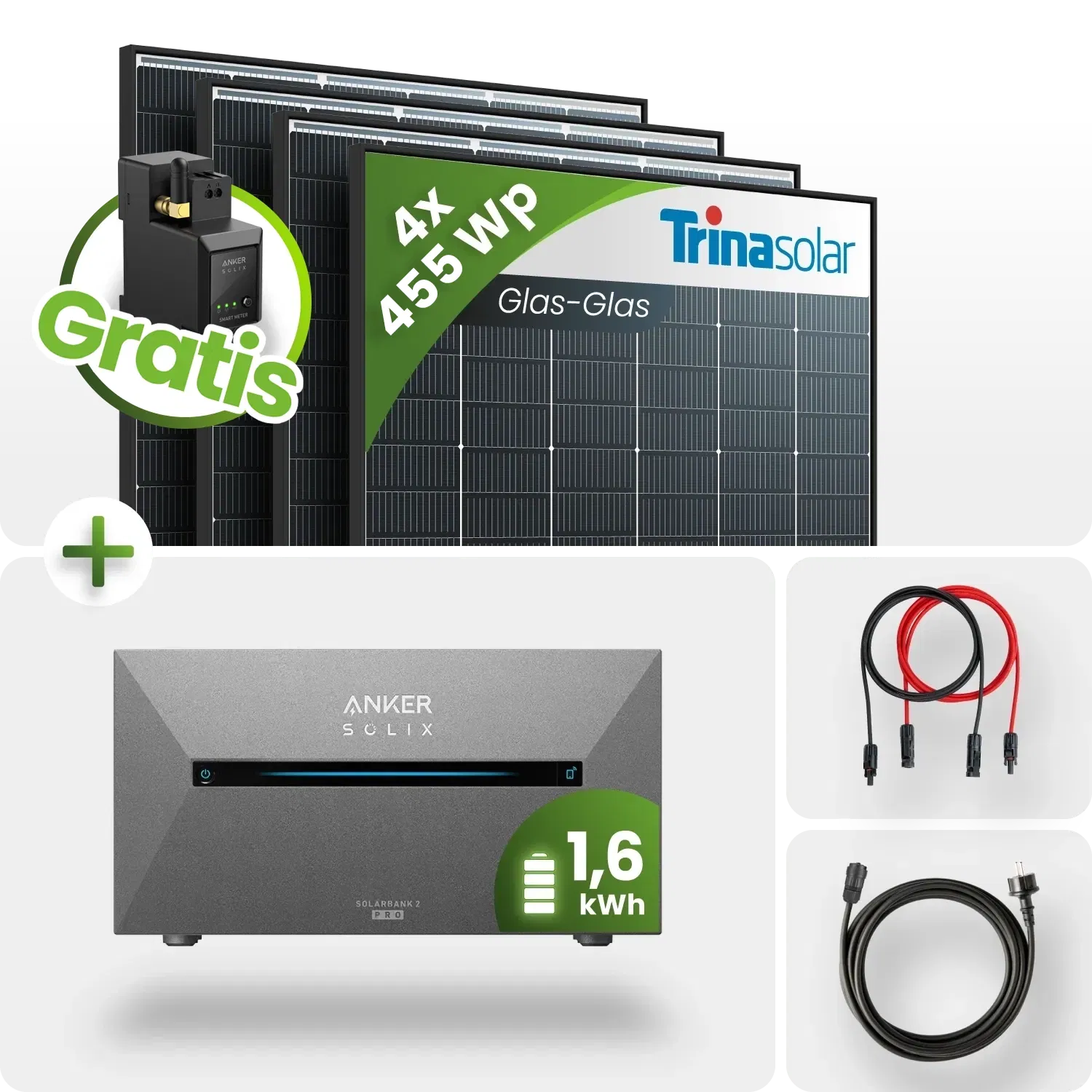 1820Wp Balkonkraftwerk 1,6kWh Speicher Anker Solarbank 2