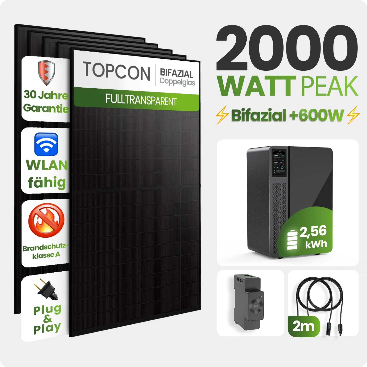 Tepto 2000W Balkonkraftwerk MaxPower mit 2,56 kWh Speicher