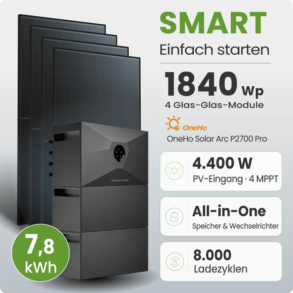Tepto 1840W Balkonkraftwerk Smart mit OneHo 7,8kWh Speicher