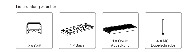 Griff, Basis, Obere Abdeckung, Dübel-Schraube, Dübelset