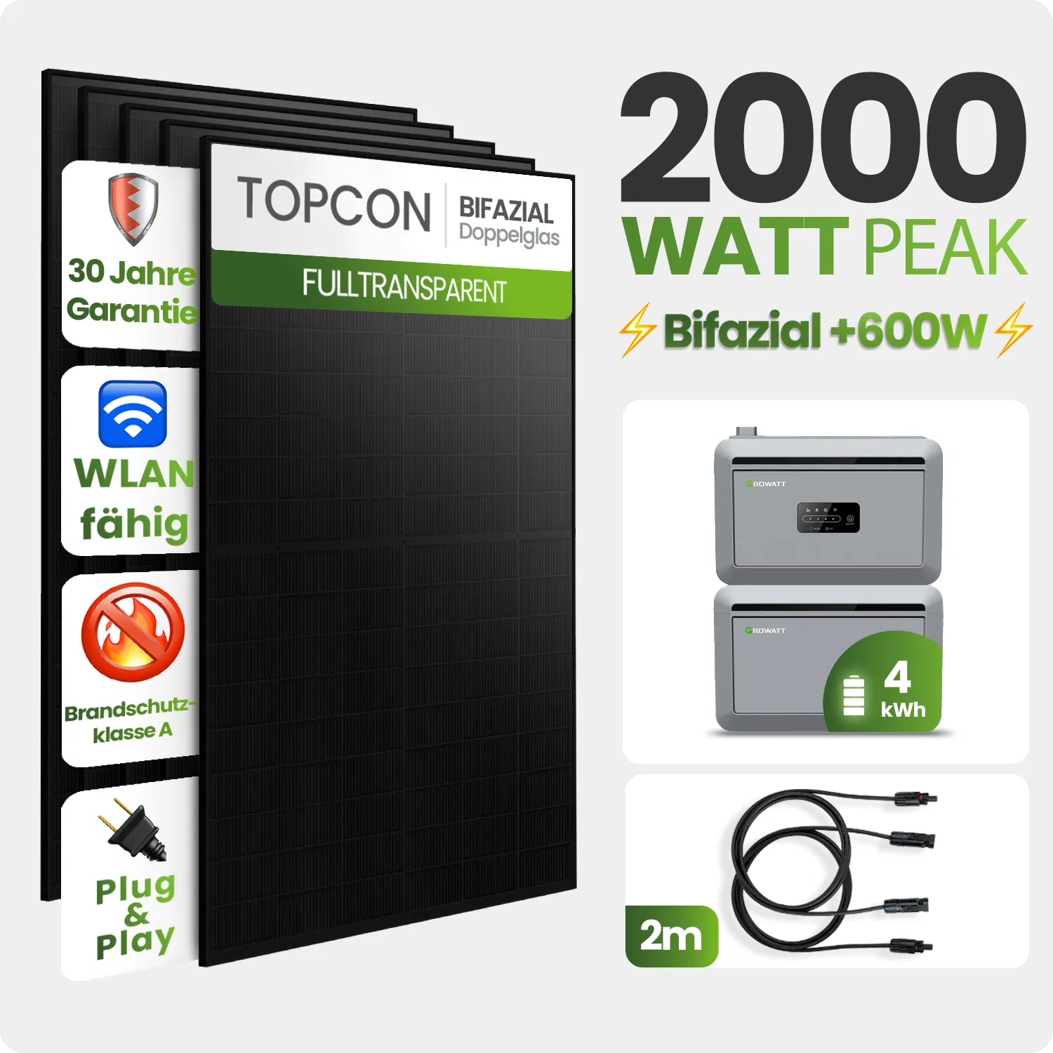 Tepto 2000W Balkonkraftwerk MaxPower mit 4 kWh Speicher