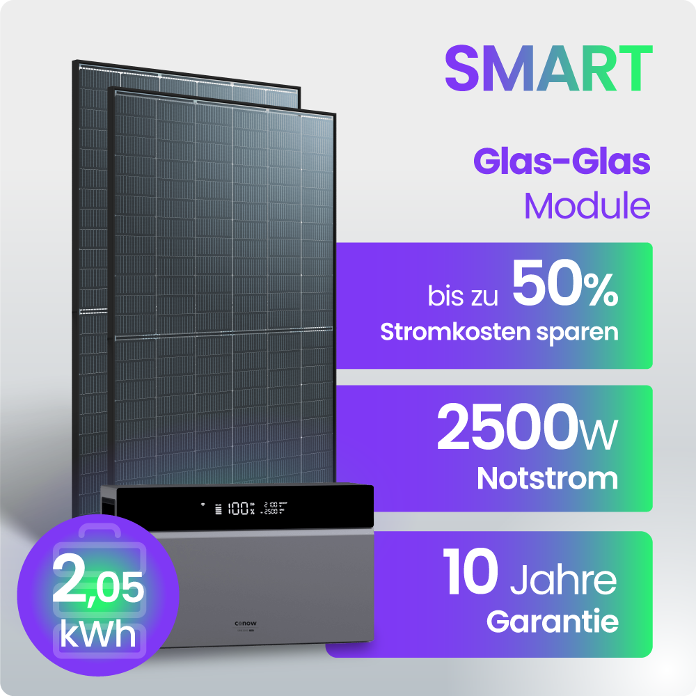 Solarmodul, Glas-Glas, Photovoltaik, Balkonkraftwerk, Notstromversorgung