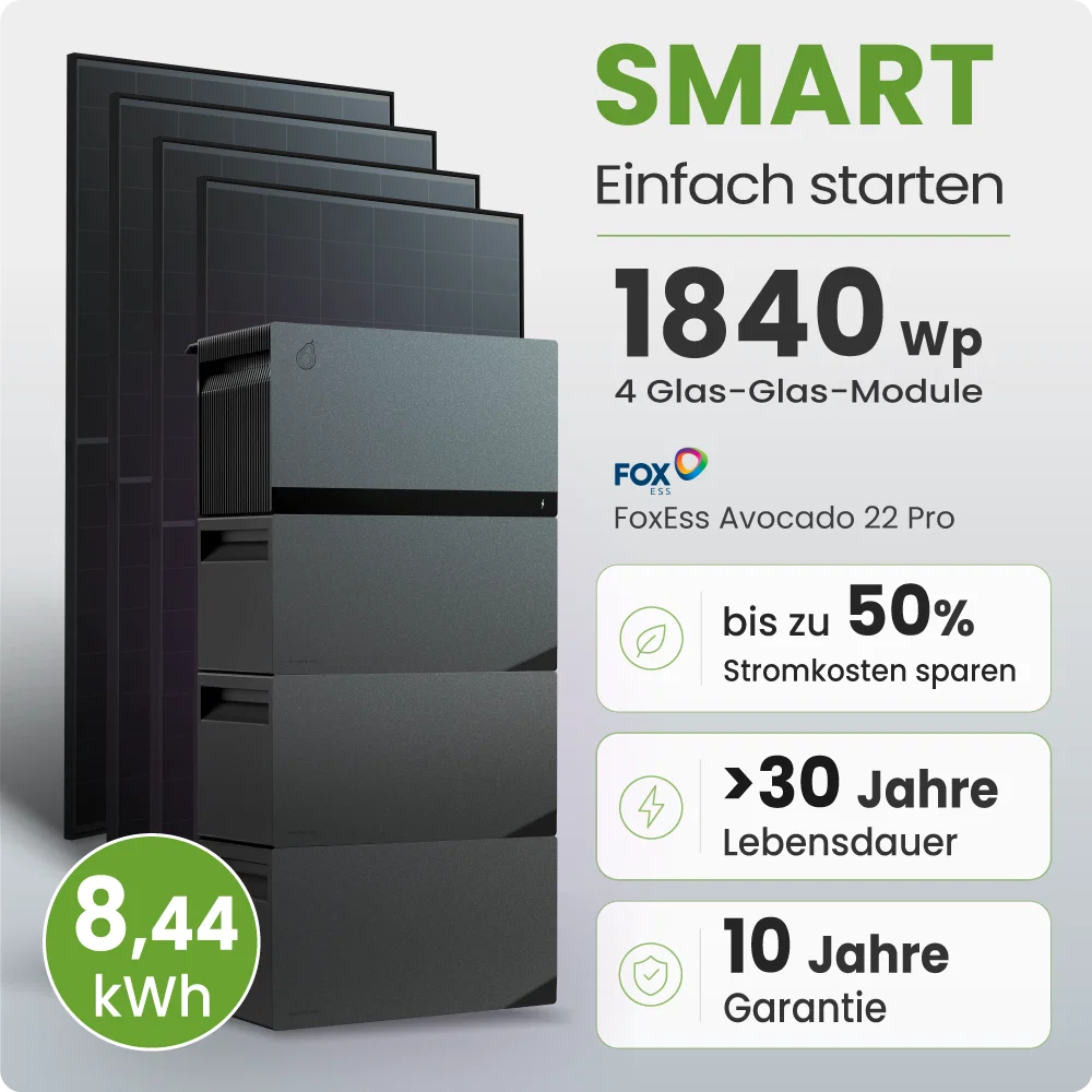 Tepto 1840W Balkonkraftwerk Smart mit FoxEss Avocado 22 Pro 8,44kWh Speicher