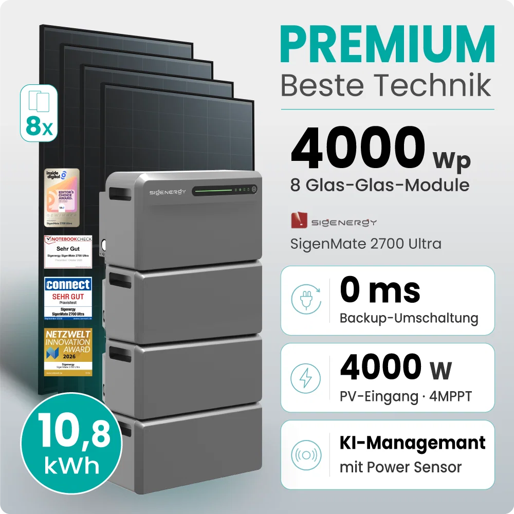 Tepto 4000W Balkonkraftwerk Premium mit Sigenergy SigenMate mit 10,8kWh Speicher