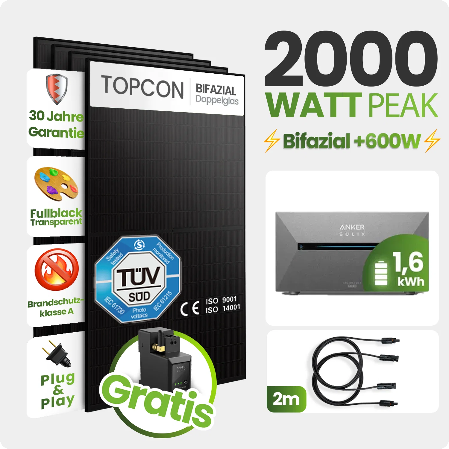 Tepto 2000W Balkonkraftwerk MaxPower mit 1,6 kWh Speicher