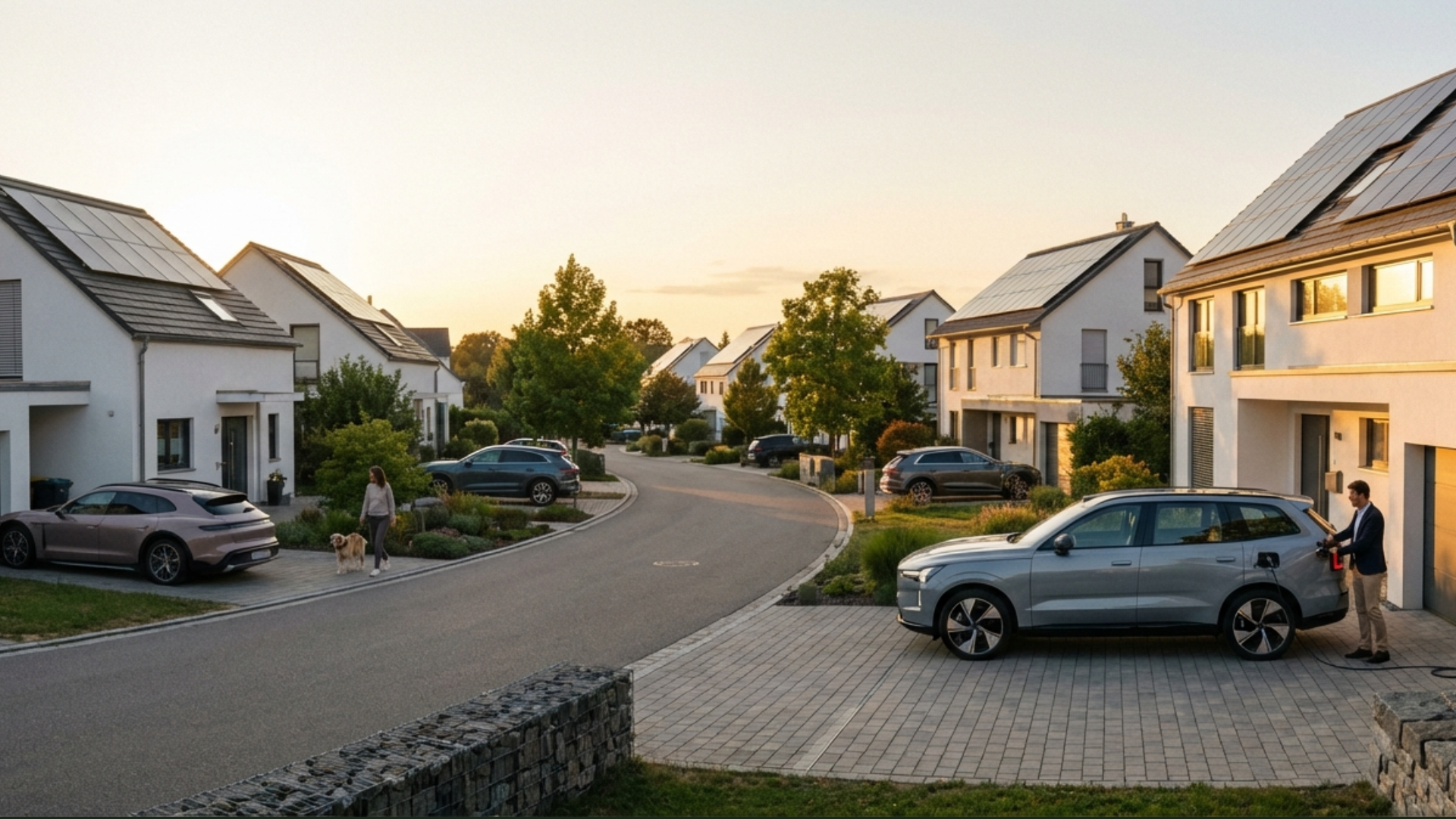 einfamilienhaus, hybrid-haus, neubau, wohnanlage, parkplatz