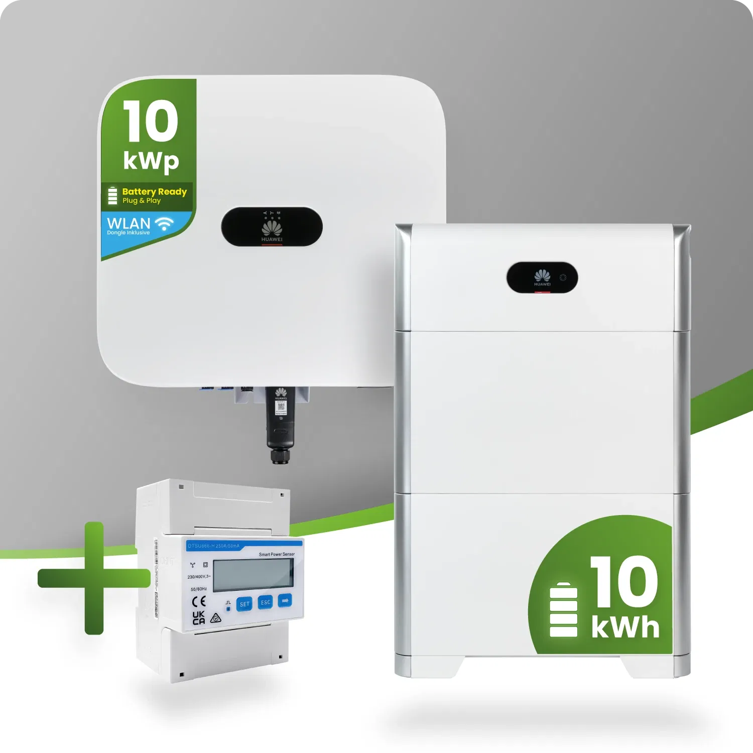 Huawei PV-Paket mit 10kW Hybrid-Wechselrichter und 10kW Speicher inklusive Smart Meter Huawei PV-Paket mit 10kW Hybrid-Wechselrichter und 10kW Speicher inklusive Smart Meter