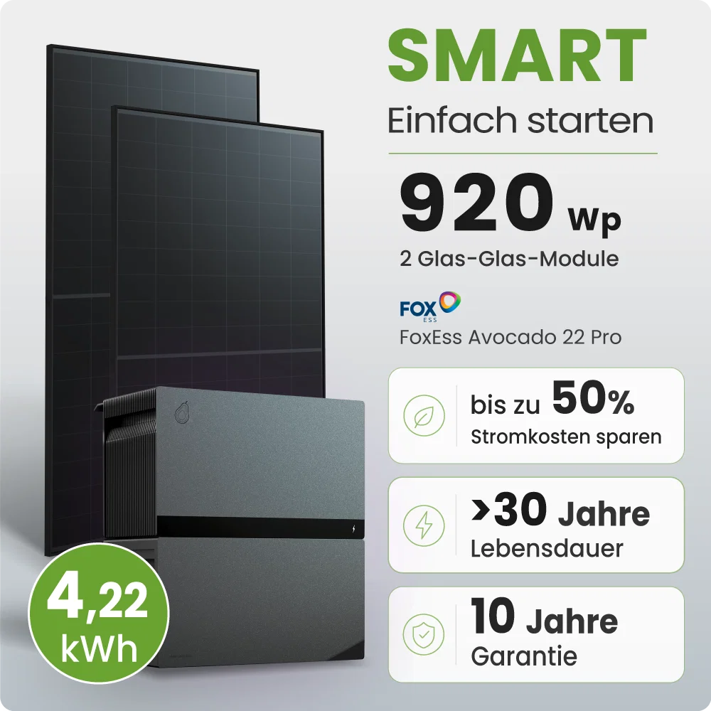 Tepto 920W Balkonkraftwerk Smart mit Avocado 22 Pro 4kWh Speicher