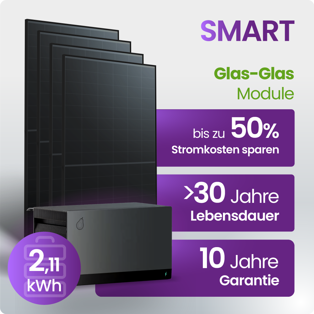 Solarmodul, Glas-Glas Modul, Solarenergie, Stromspeicher, Kompaktes System